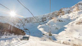zabljak - snow in the mountains of Montenegro Europe