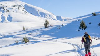 snowshoes - snow in the mountains of Montenegro Europe