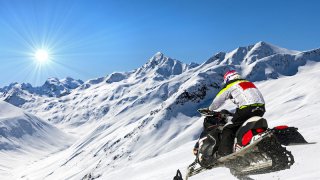 snowmobile - snow in the mountains of Montenegro Europe