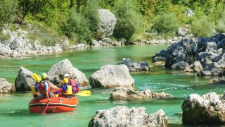 rafting soca river - family trip montenegro Europe